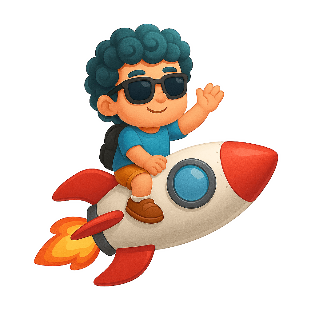 Devdreams logo. A boy chilling on a cloud with his laptop writing code